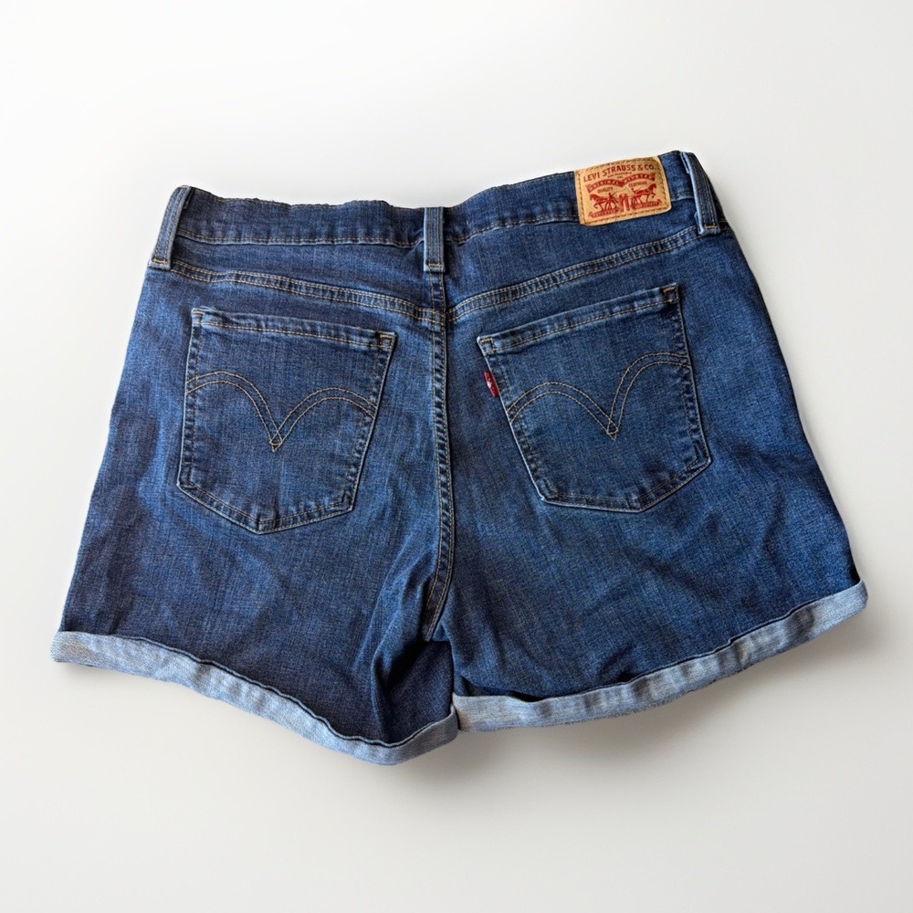 Levis Shorts Womens 31 Denim Mid Length Cuffed Distressed Casual Jean Shorts